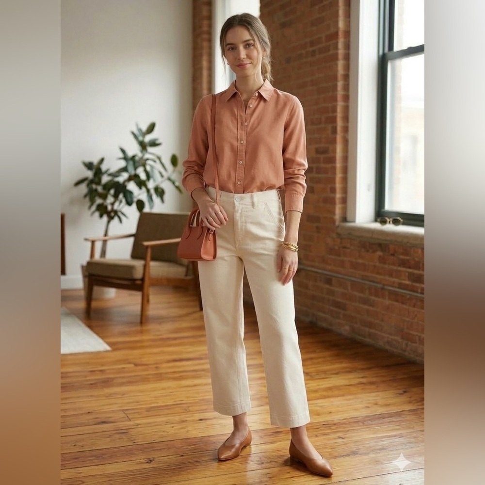 EVERLANE Off White High Rise Cropped Excellent Condition Size 2